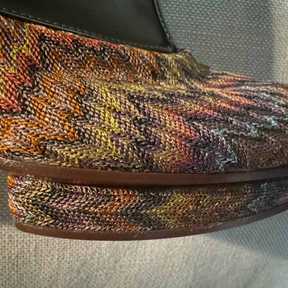 Metallic leather & pastel MISSONI print - platform boots made in Italy - size 39 - Picture 5 of 13
